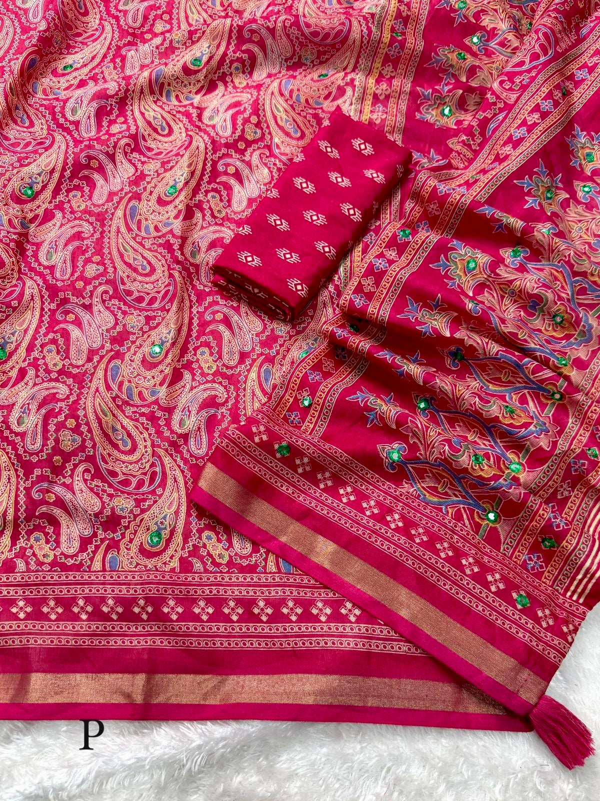 Kashmiri Print Soft Tussar Saree