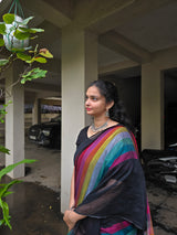 Rainbow Mul cotton saree
