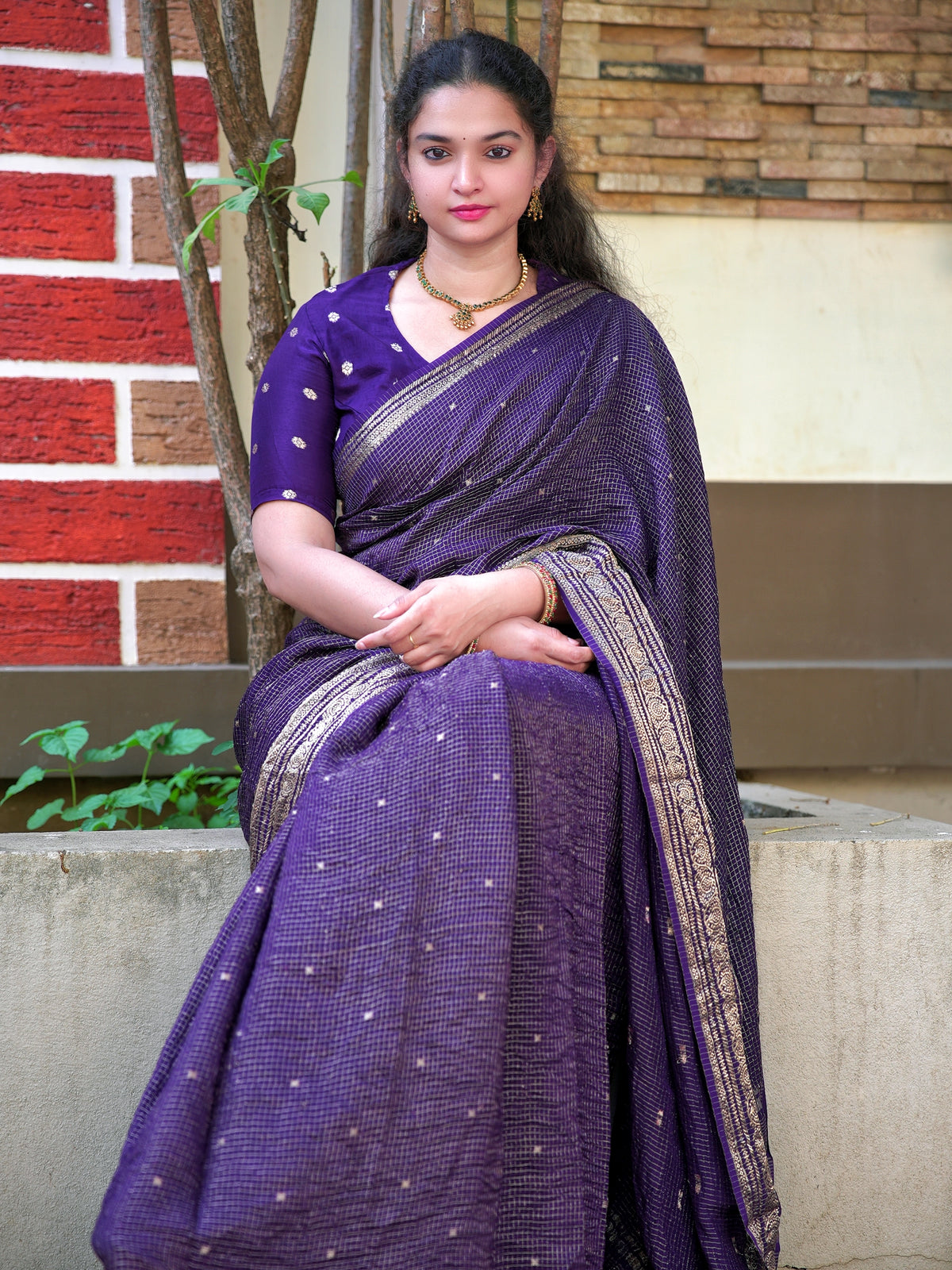 Russian viscose checks saree