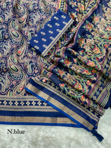 Kashmiri Print Soft Tussar Saree