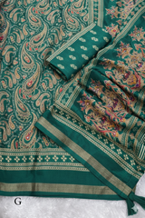 Kashmiri Print Soft Tussar Saree