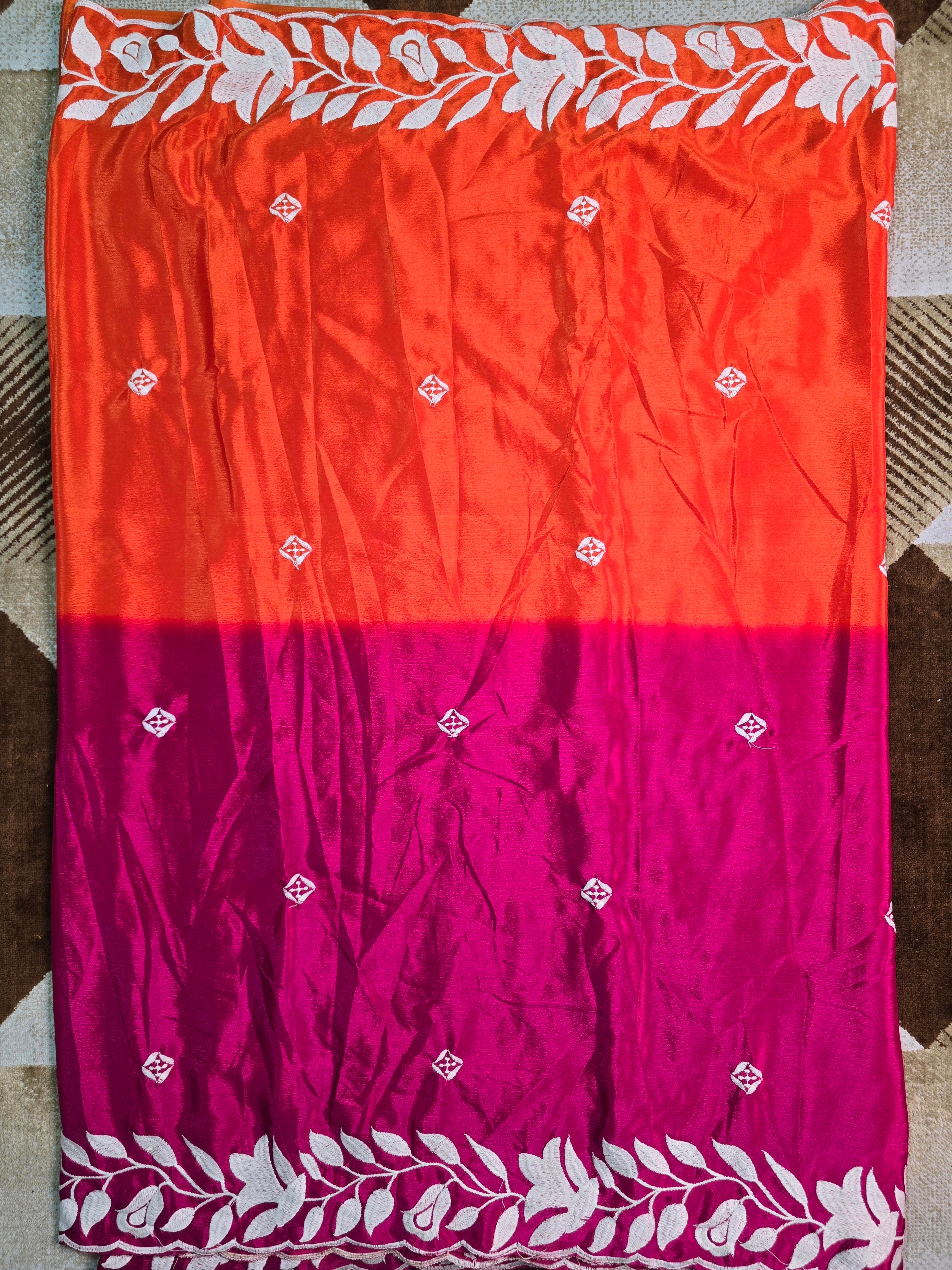 Dual Shade Chinnon Buttis Saree