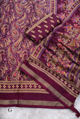 Kashmiri Print Soft Tussar Saree