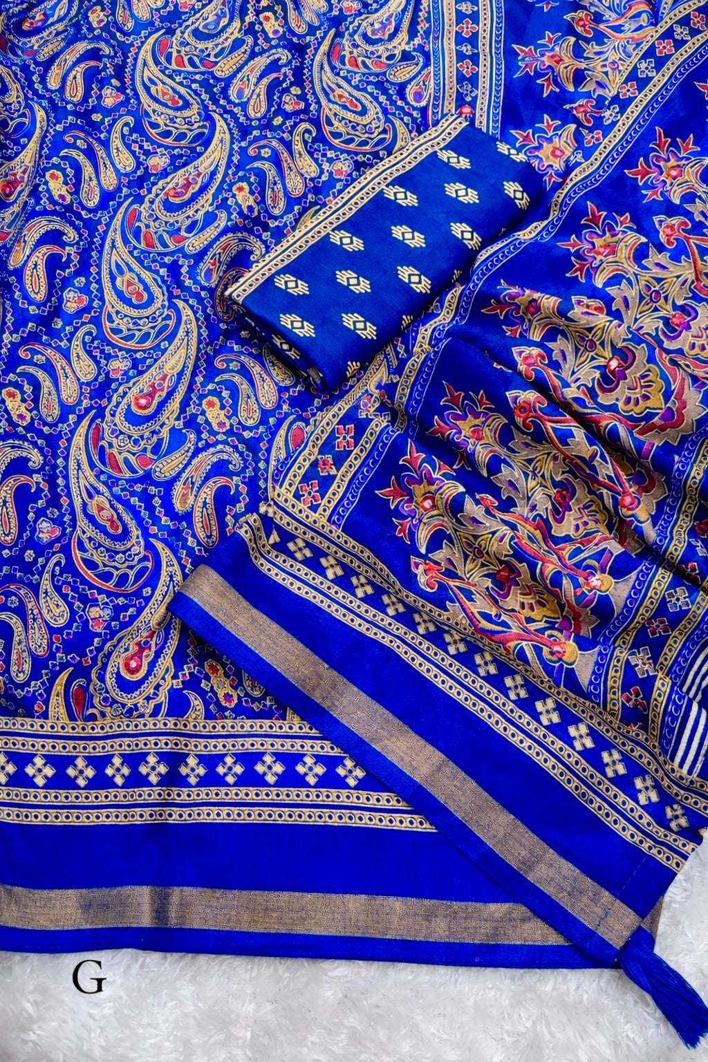 Kashmiri Print Soft Tussar Saree