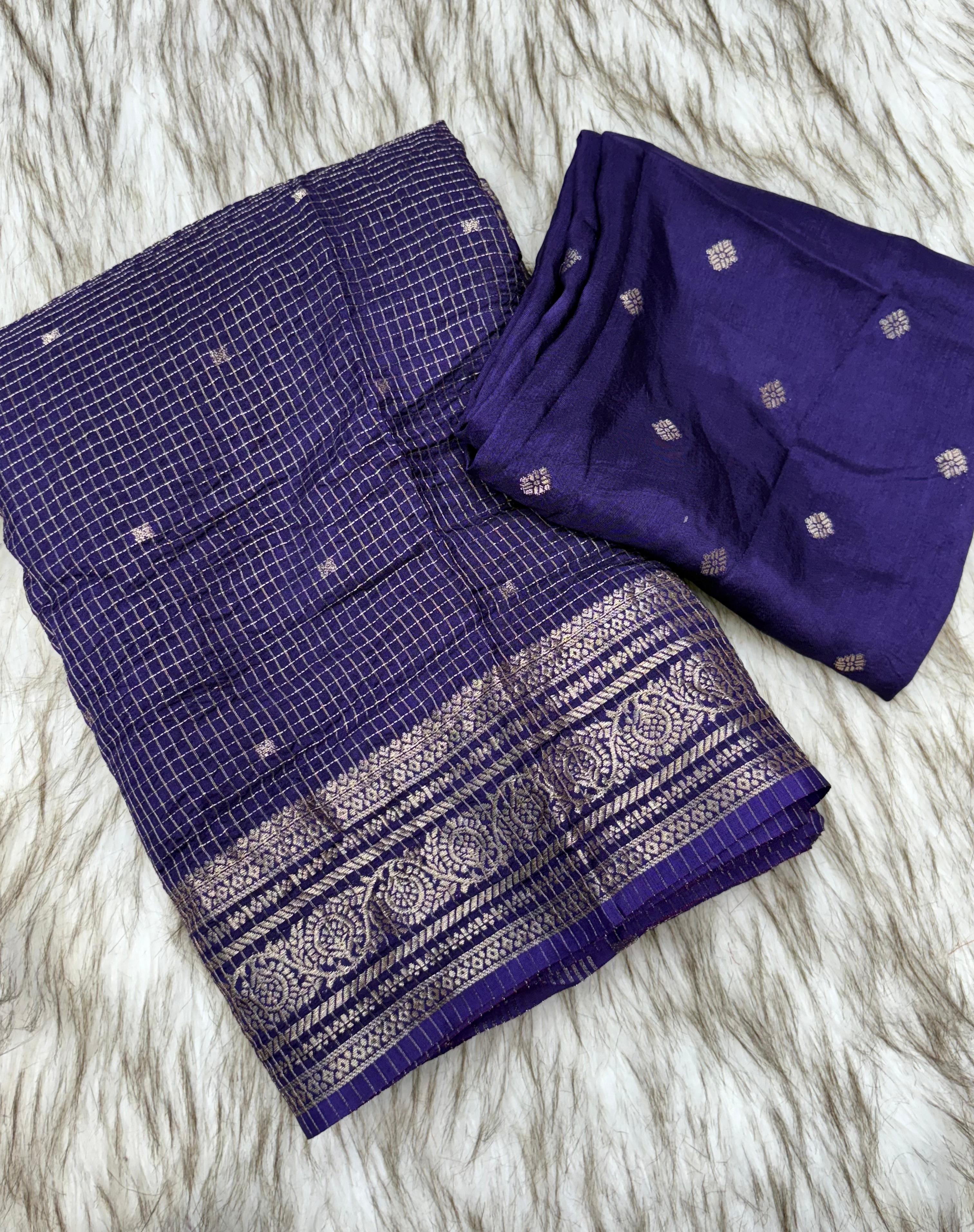 Russian viscose checks saree