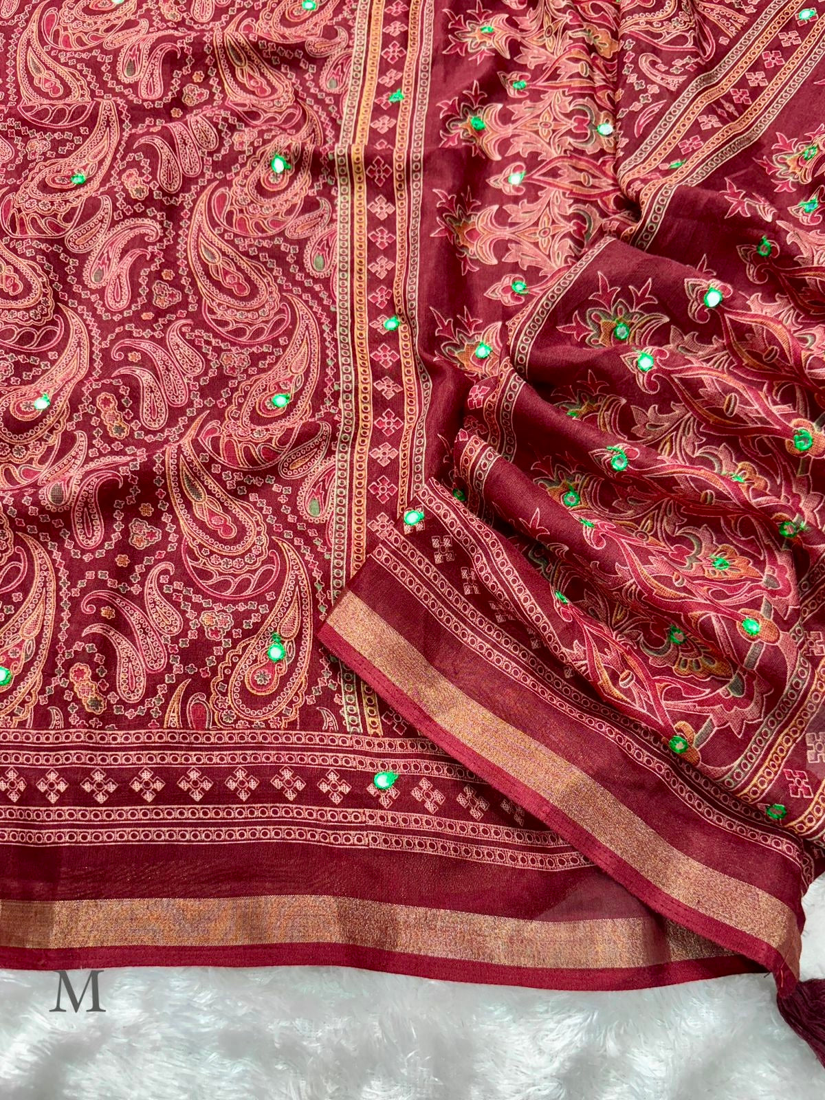 Kashmiri Print Soft Tussar Saree