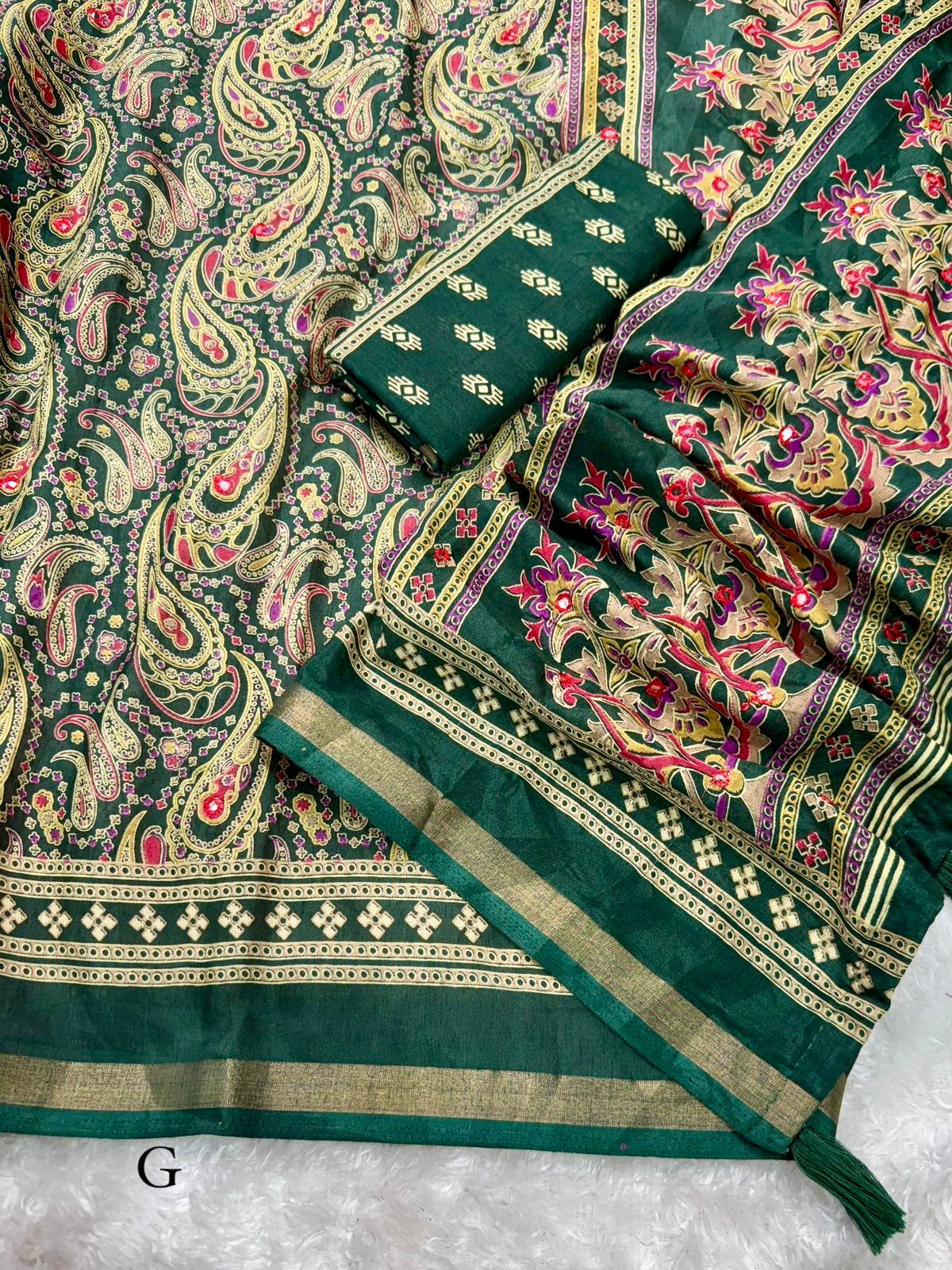 Kashmiri Print Soft Tussar Saree