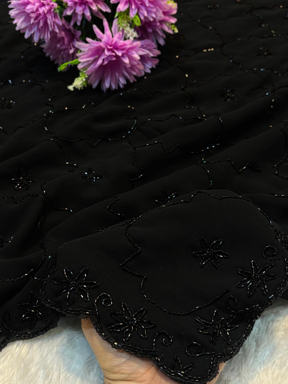 Georgette handwork saree