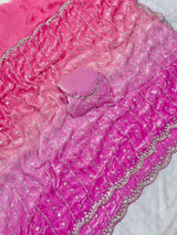 Space silk dual shade original beads work saree