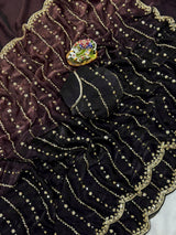 Space silk dual shade original beads work saree