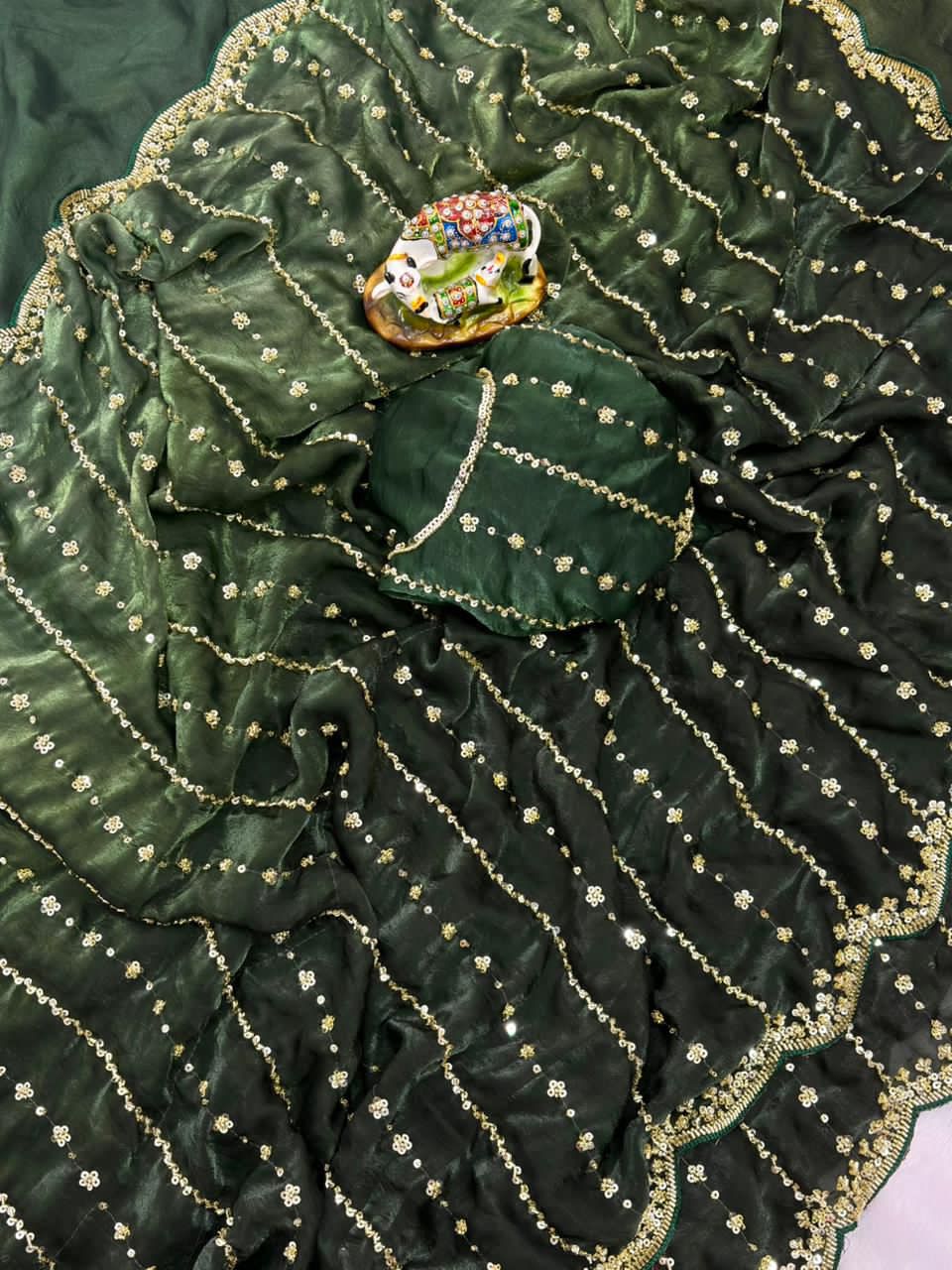 Space silk dual shade original beads work saree