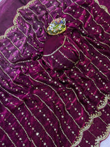 Space silk dual shade original beads work saree