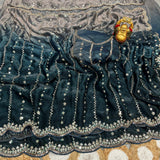 Space silk dual shade original beads work saree