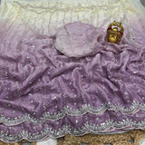 Space silk dual shade original beads work saree