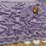 Space silk single shade original beads saree