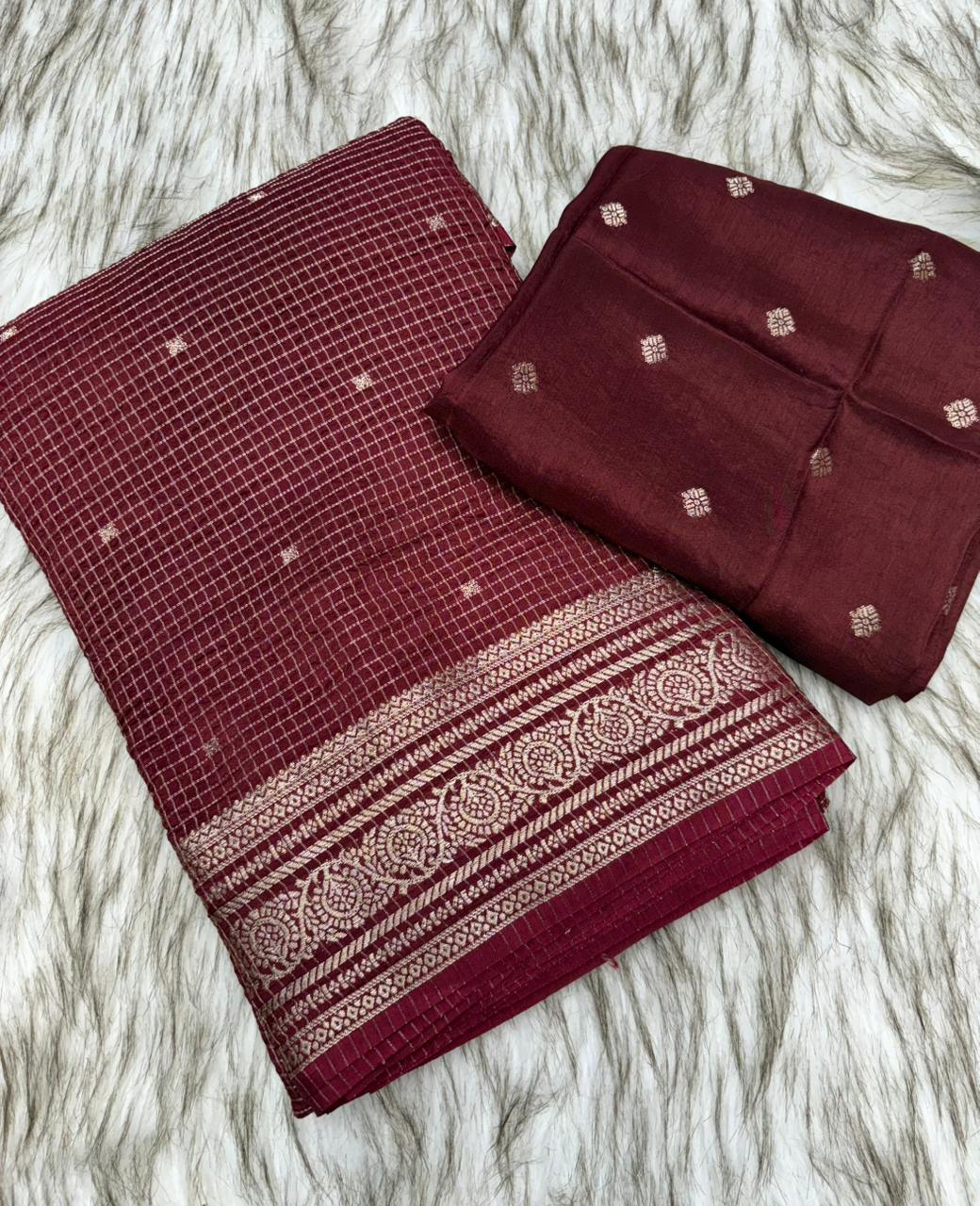 Russian viscose checks saree