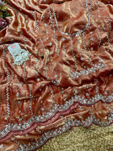 Space silk single shade original beads saree