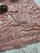 Space silk single shade original beads saree