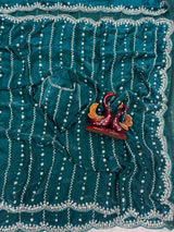 Space silk single shade original beads saree