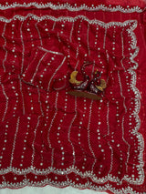 Space silk single shade original beads saree