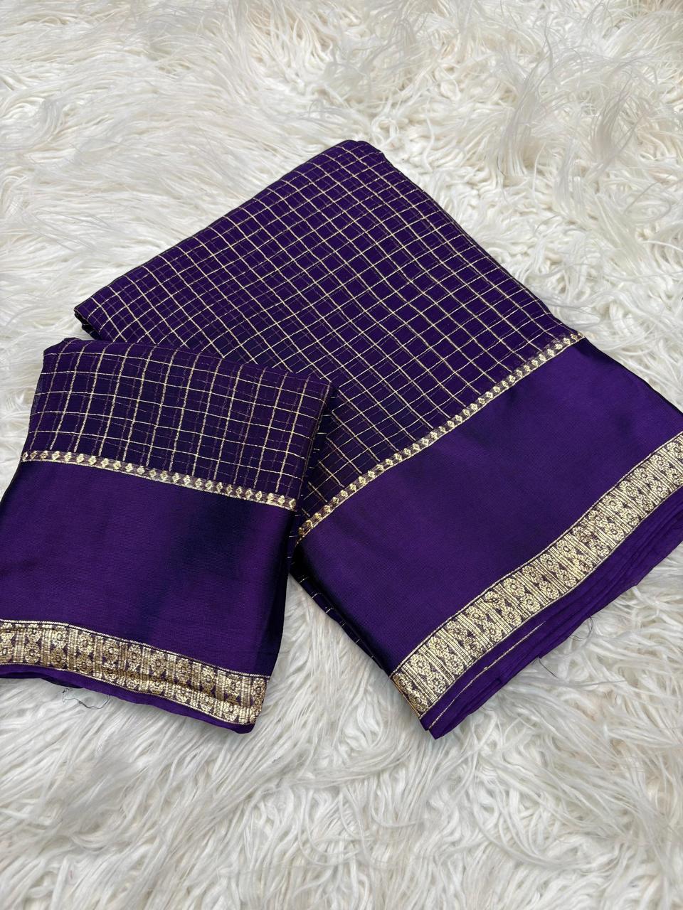 Viscose georgette vintage checks saree