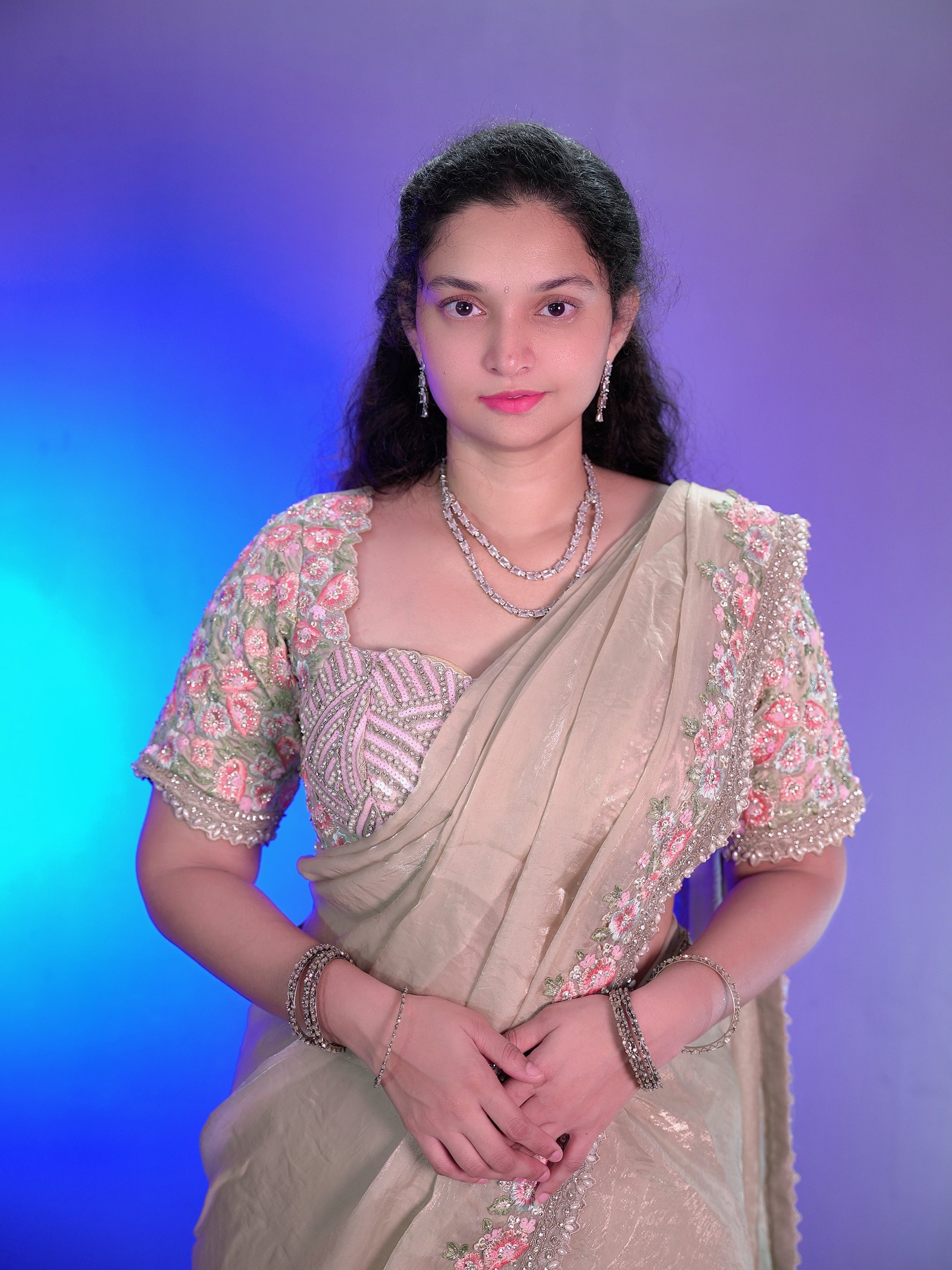 Ivory colour premium celebrity inspired ready to wear saree