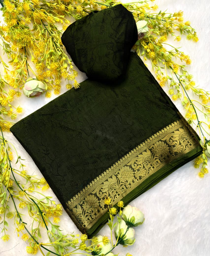 Zari Weaving Marshmellow Georgette Silk Saree