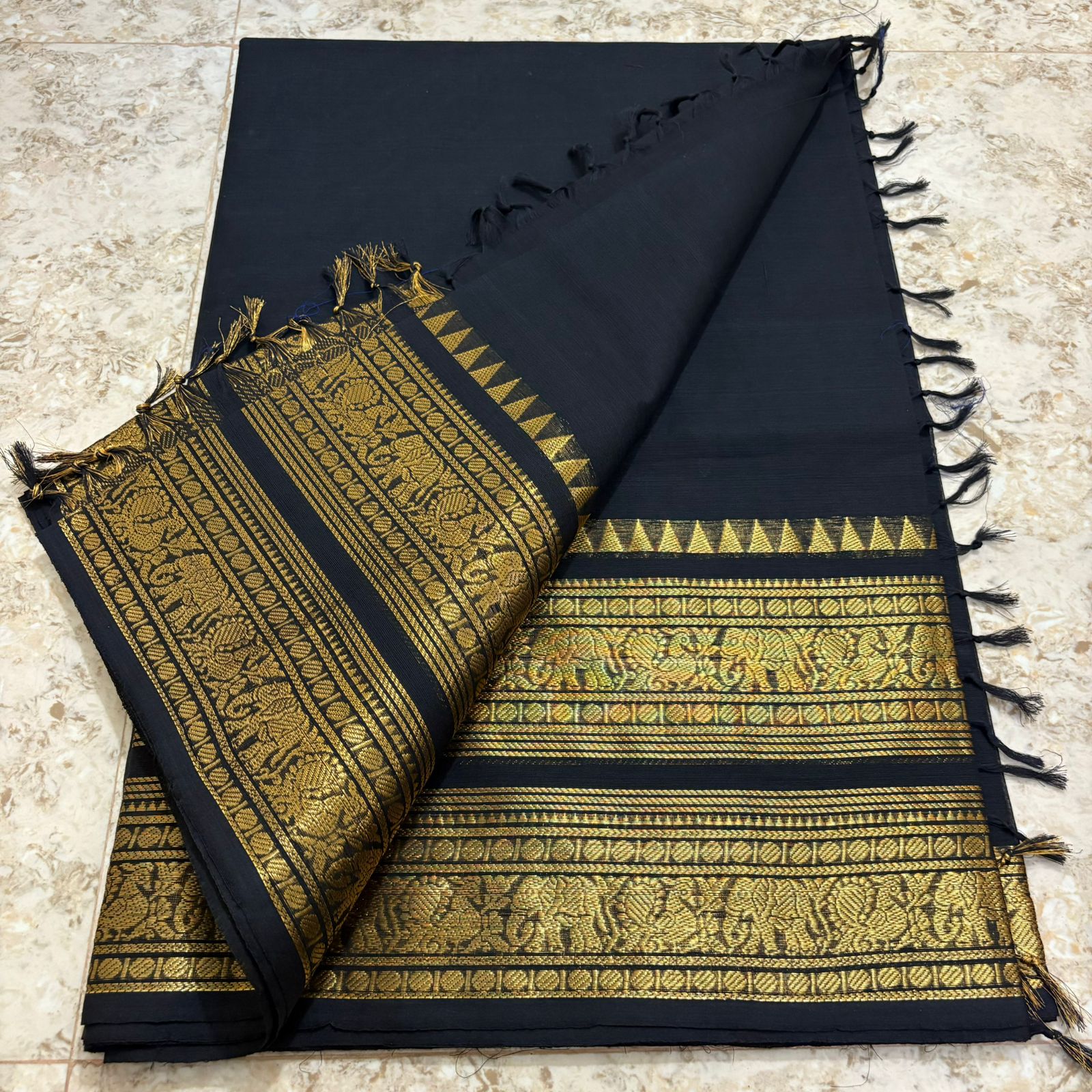 Chettinadu Pure Cotton kanchi zari Saree