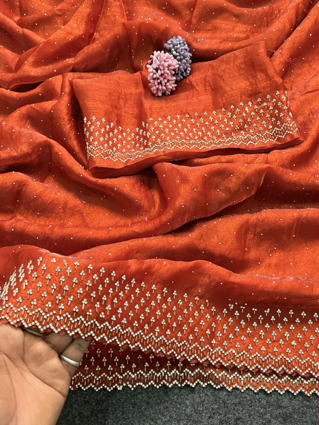 Diamond stone Space Silk Saree