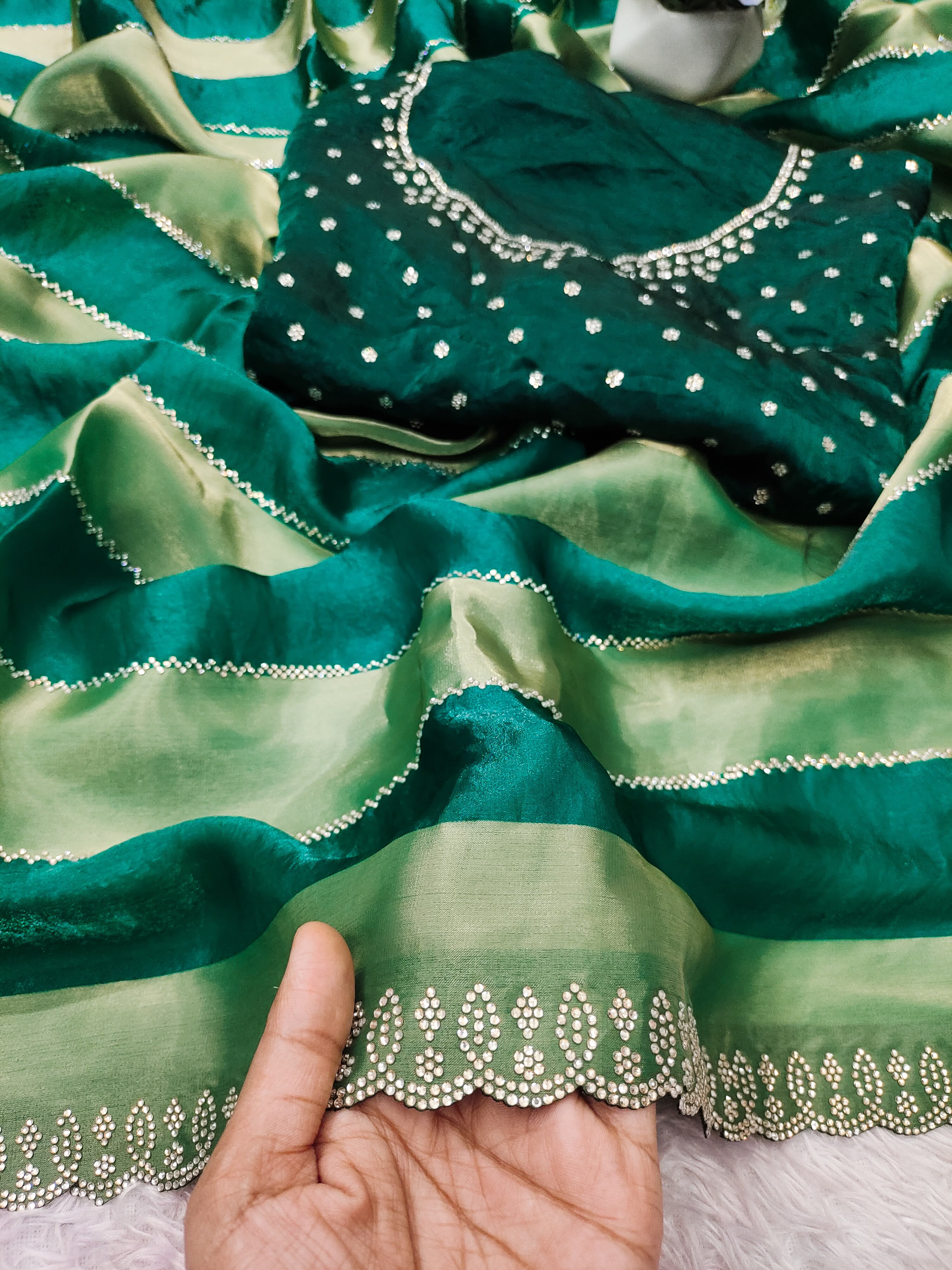 Space silk jharkan work sarees for party wear