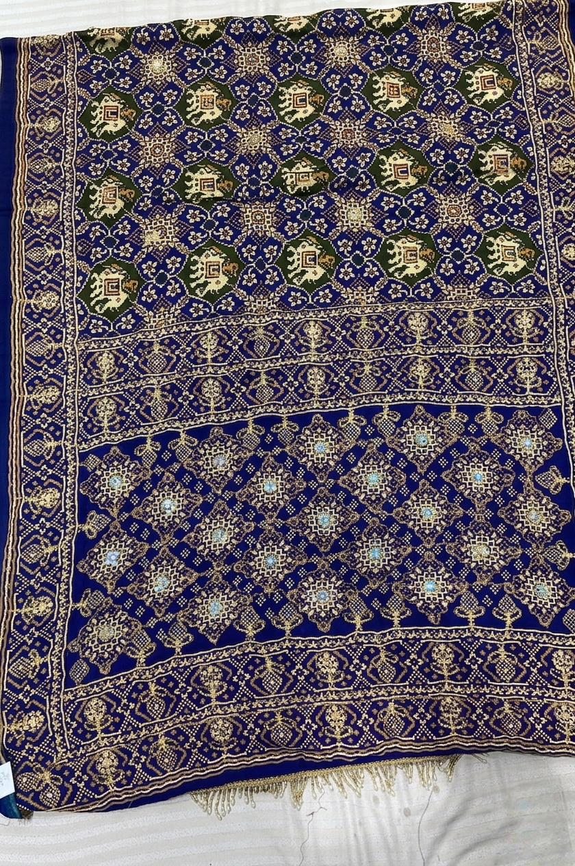 Premium quality pure cotton patola printed saree with stylish tassels