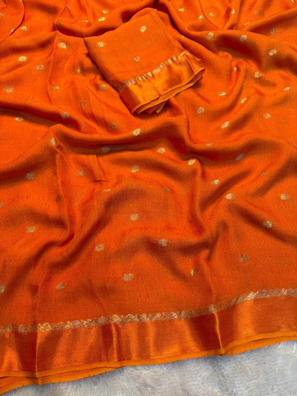 Jute silk viscose buttis saree