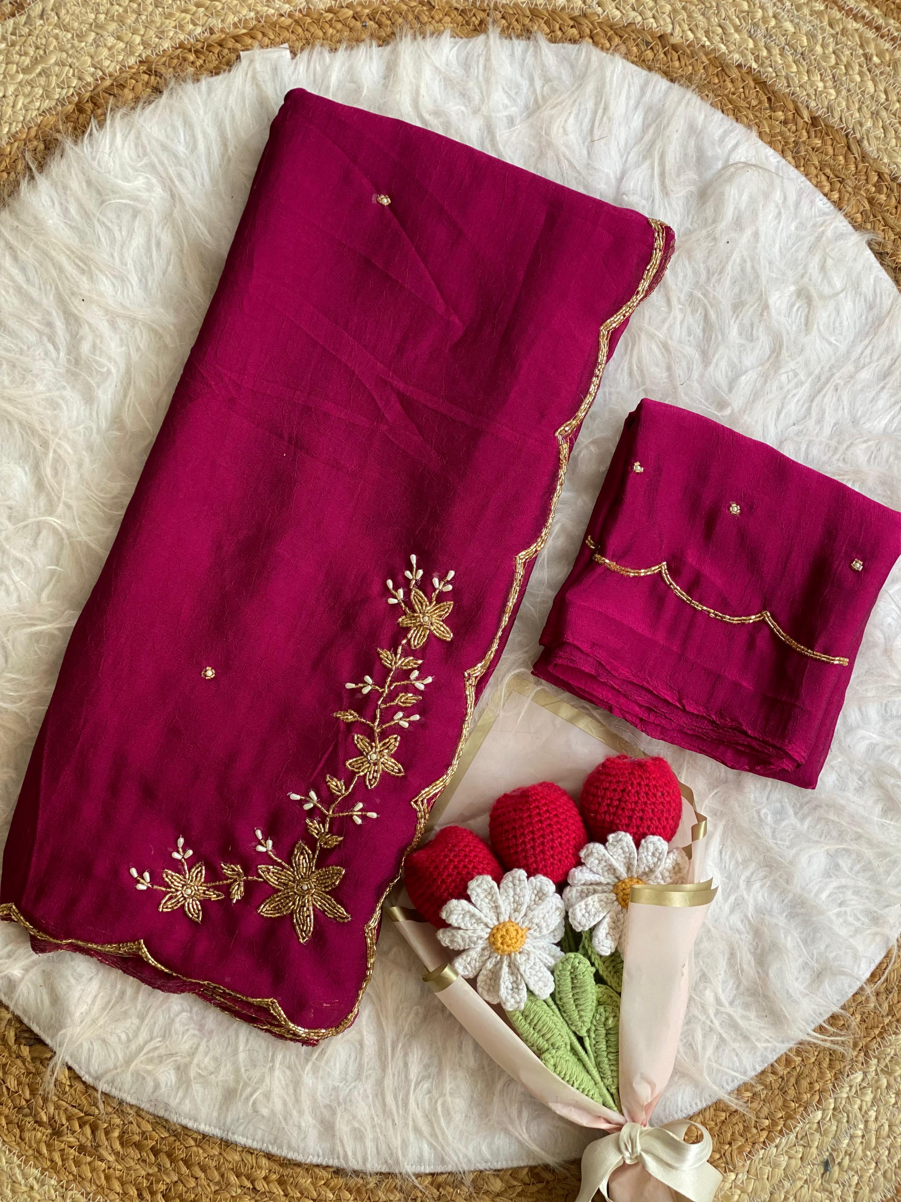Rangoli crush pure handwork saree