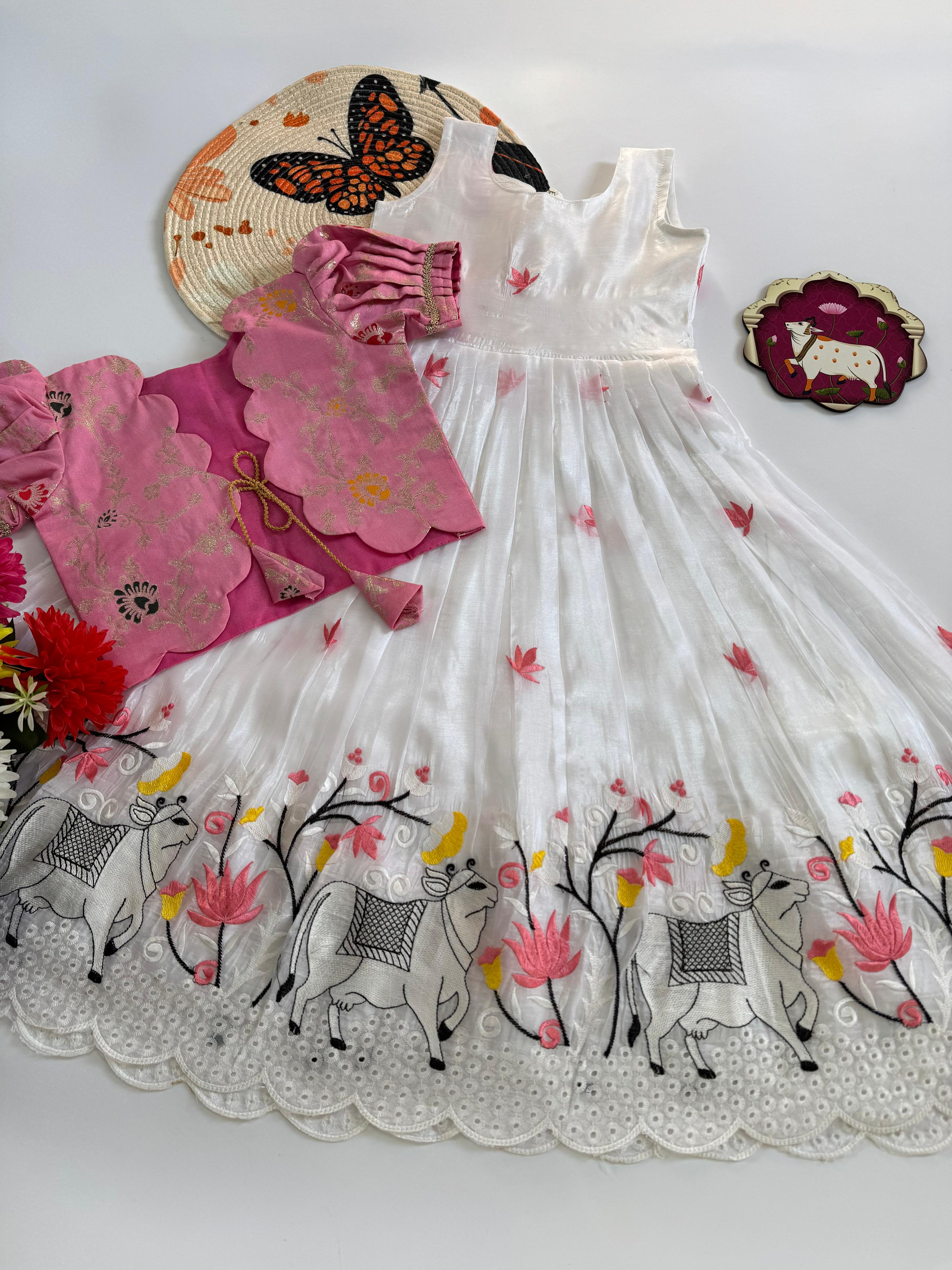 Riya catalogue Pichwai kids dress set