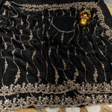 Space silk gold beads work saree