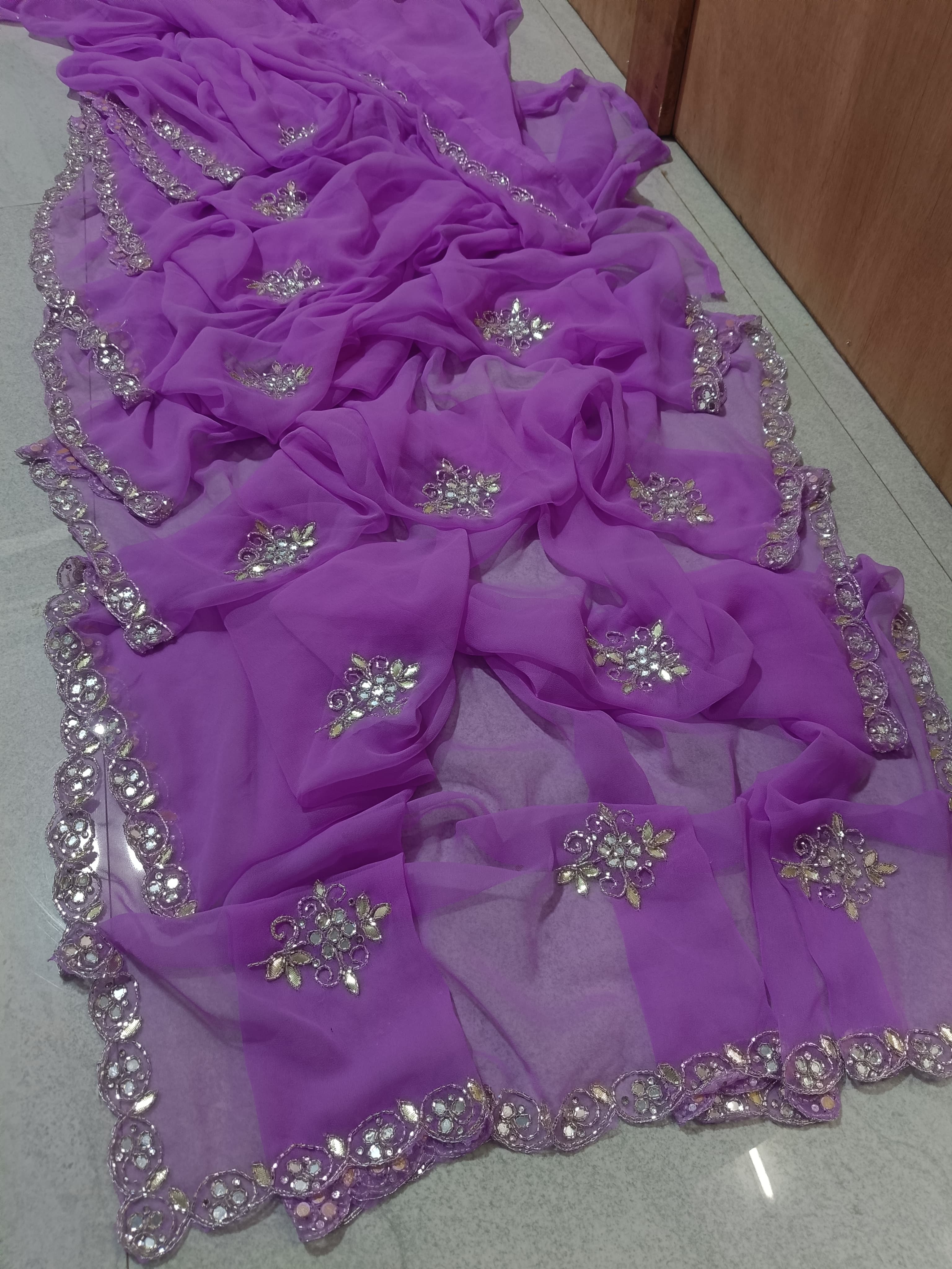 Georgette hand work saree