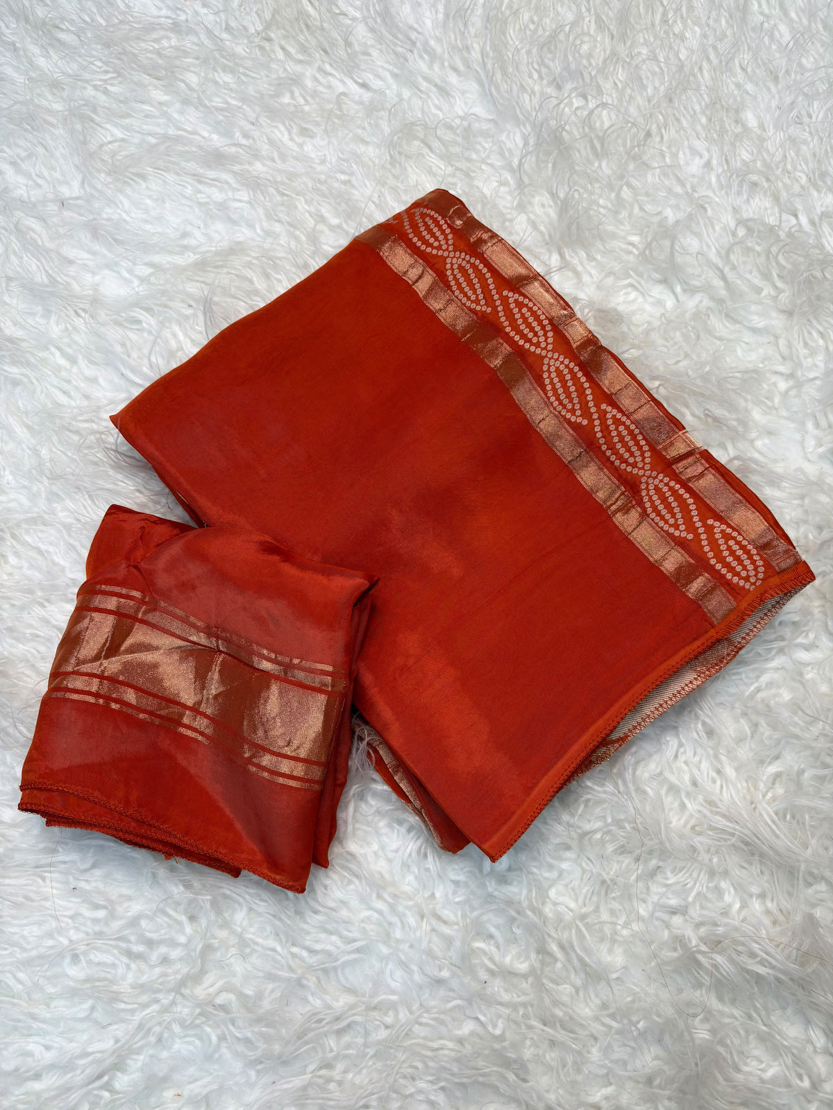 Pure rasmalai and semi mysore silk mix bandhej saree
