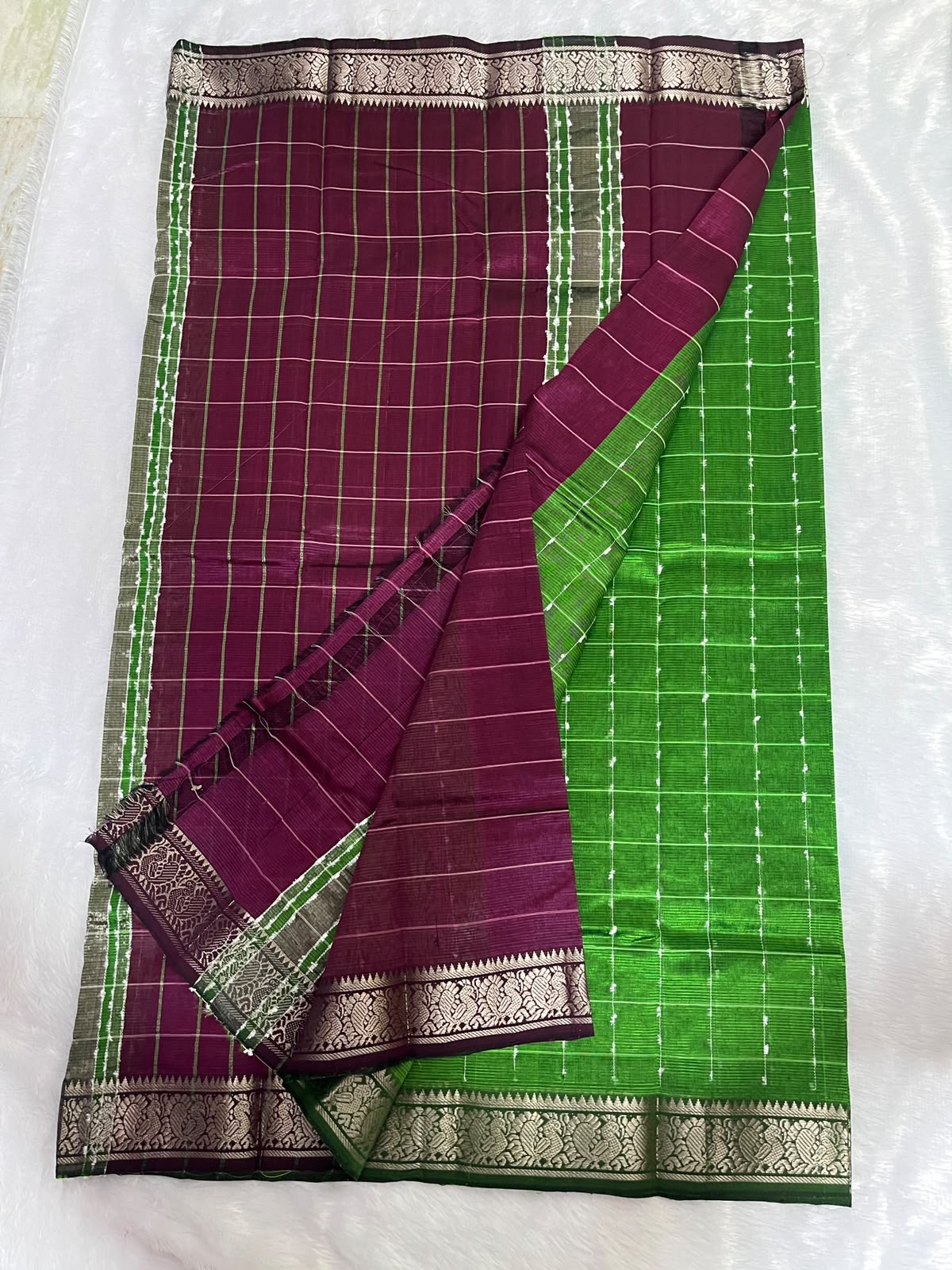 Managalagiri kanchi borader checks saree