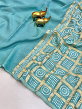 Replica Viscose satin silk saree with bandhej pallu