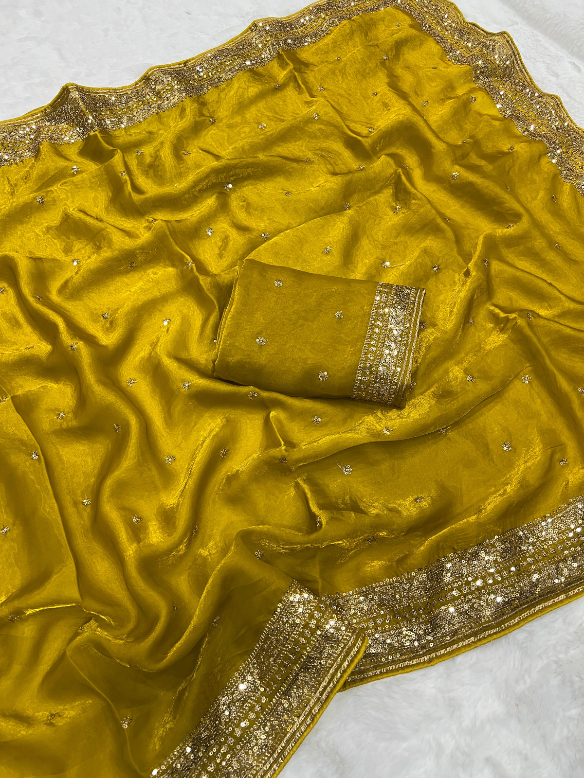 Space silk sequence party wear saree