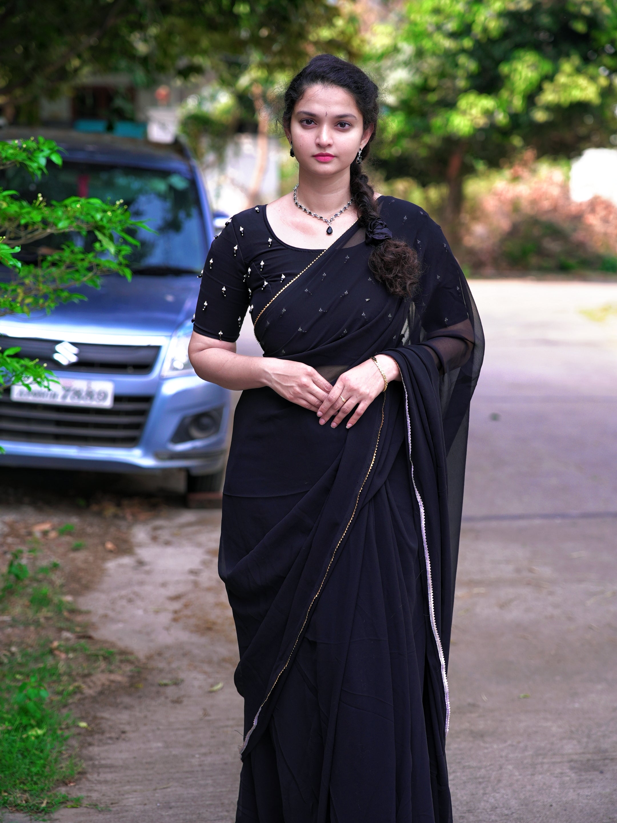 Meera Customised Georgette saree and heavy work blouse