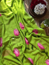 Mul cotton Tulip hand painted saree