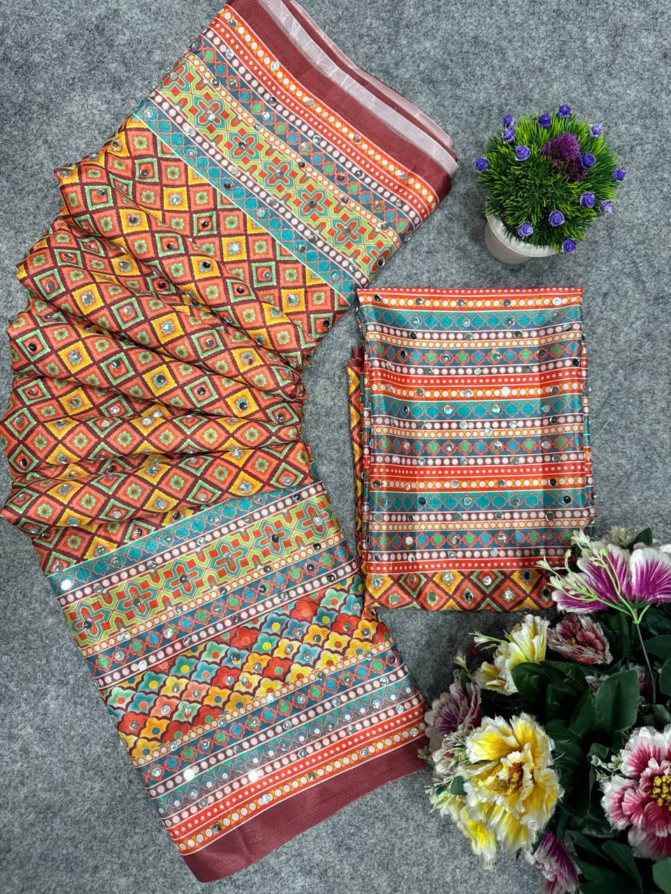 Laya celeb inspired ajrak saree budget friendly range