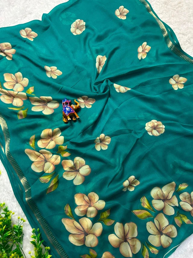 Soft marshmallow georgette floral saree