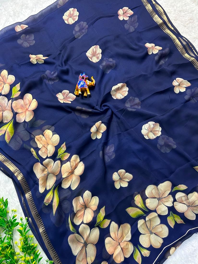 Soft marshmallow georgette floral saree