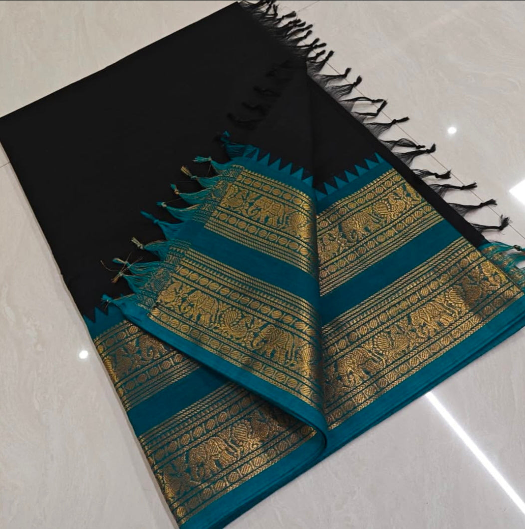 Chettinadu Pure Cotton kanchi zari Saree