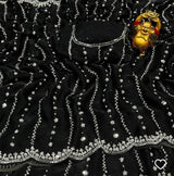 Space silk single shade original beads saree