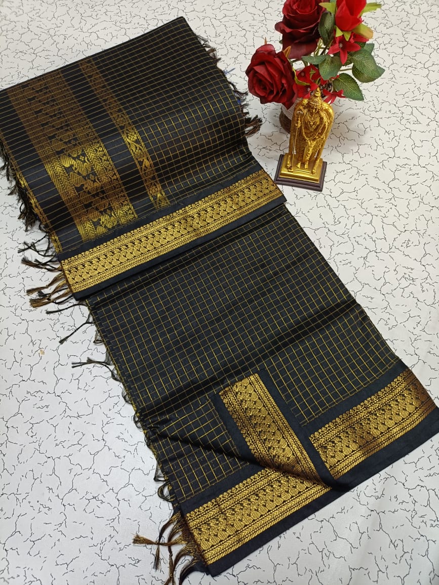 Kalyani pattu cotton checks saree