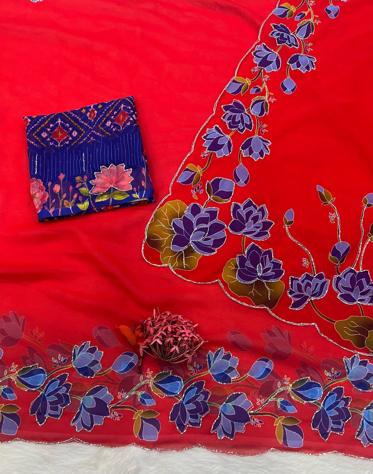 Partywear classy handwork katdana saree