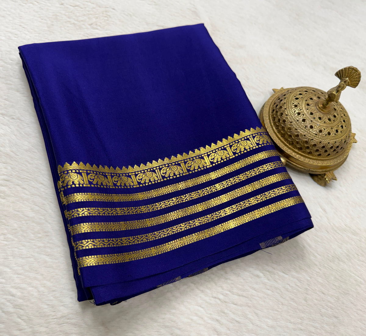 Semi Mysore silk budget range peacock boarder saree